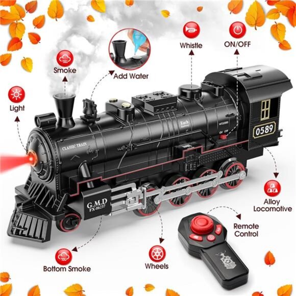 Hot Bee Train Set for Boys, Alloy Remote Control Train Sets with Steam - Picture 11 of 16